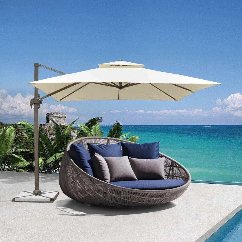Outdoor sofa courtyard terrace leisure large round bed hotel open-air rattan bed outdoor garden sun room
