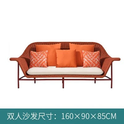 Outdoor leisure rattan sofa courtyard hotel balcony villa open-air leisure rattan chair coffee table sofa