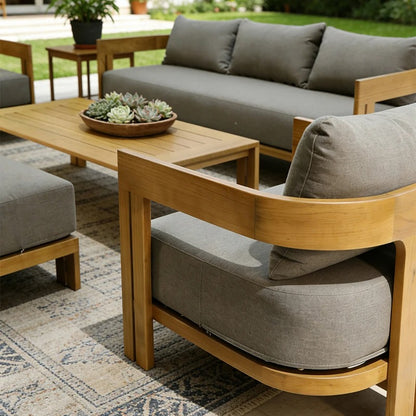 Luxury Teak Outdoor Garden Sofa Set One Seat Modern Durable Waterproof Rust Proof Washable Farmhouse Apartment Villa Hotel