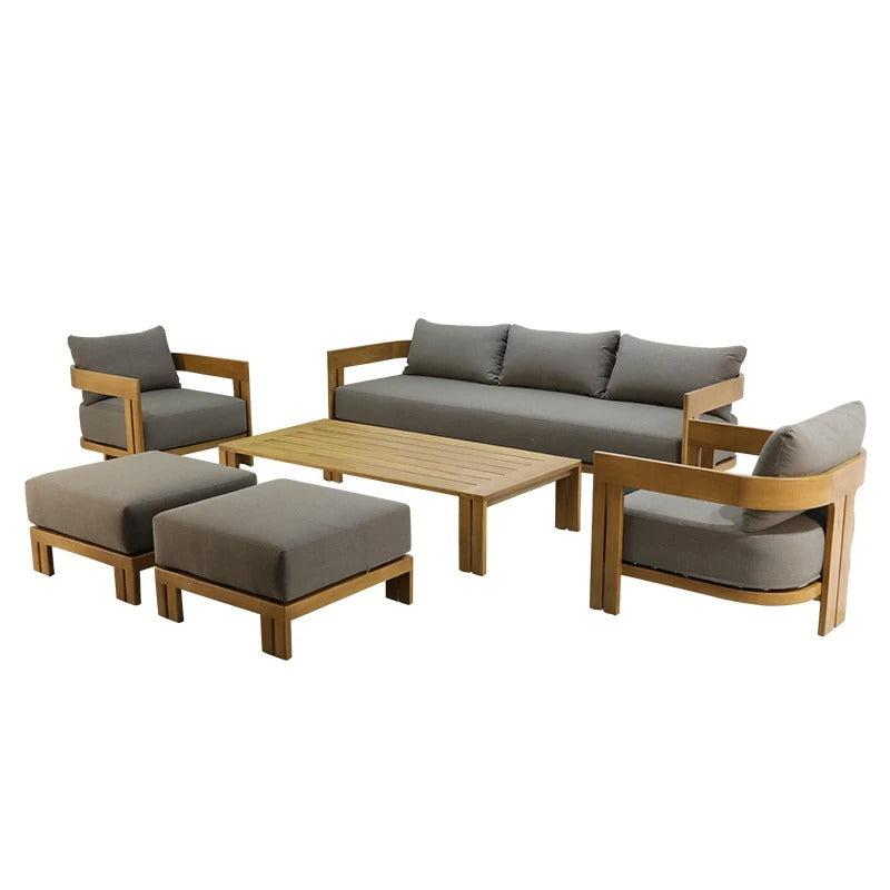 Luxury Teak Outdoor Garden Sofa Set One Seat Modern Durable Waterproof Rust Proof Washable Farmhouse Apartment Villa Hotel