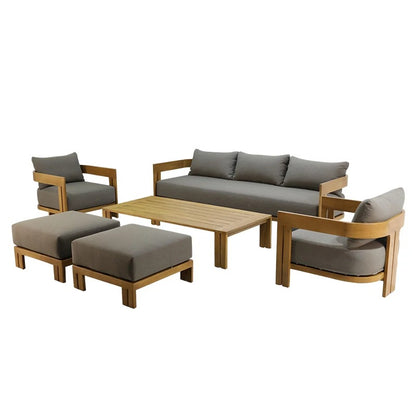 Luxury Teak Outdoor Garden Sofa Set One Seat Modern Durable Waterproof Rust Proof Washable Farmhouse Apartment Villa Hotel