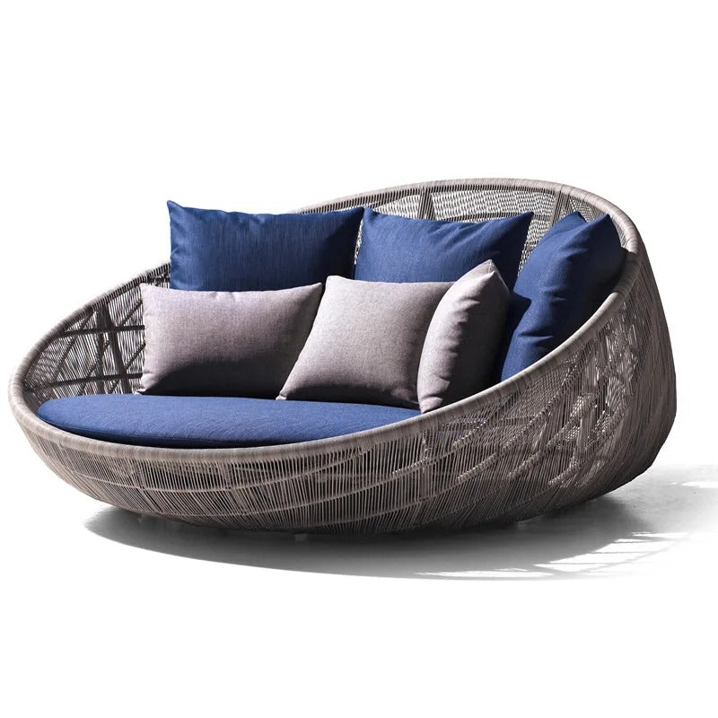 Outdoor sofa courtyard terrace leisure large round bed hotel open-air rattan bed outdoor garden sun room