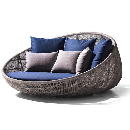 Outdoor sofa courtyard terrace leisure large round bed hotel open-air rattan bed outdoor garden sun room