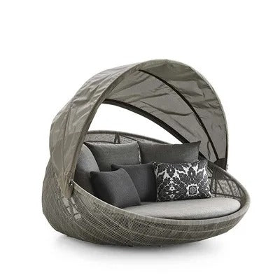 Outdoor sofa courtyard terrace leisure large round bed hotel open-air rattan bed outdoor garden sun room