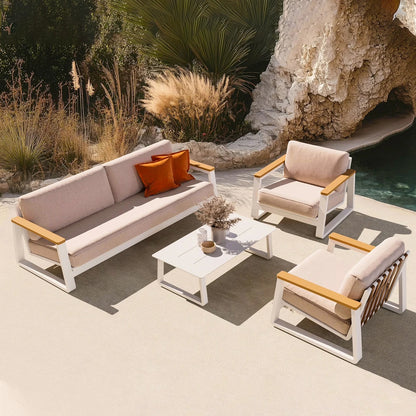 Outdoor Sofa Tea Table Combination Courtyard Garden Hotel Outdoor Leisure Outdoor Aluminum Alloy Furniture