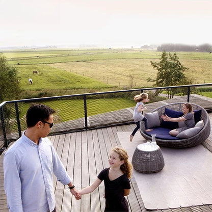 Outdoor sofa courtyard terrace leisure large round bed hotel open-air rattan bed outdoor garden sun room