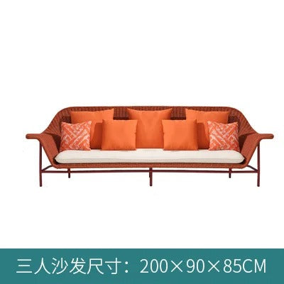 Outdoor leisure rattan sofa courtyard hotel balcony villa open-air leisure rattan chair coffee table sofa