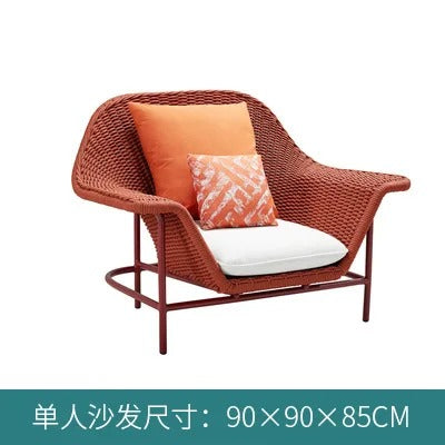Outdoor leisure rattan sofa courtyard hotel balcony villa open-air leisure rattan chair coffee table sofa